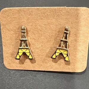 Gold and Yellow Eiffel Tower Kids Earrings